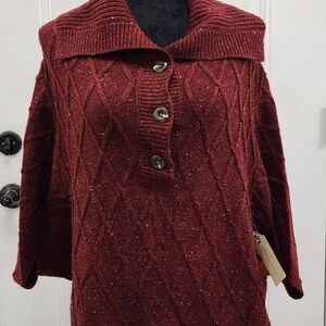 St. John's Bay Maroon Cardigan with Button Accents